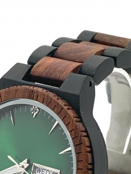Preview: Armbanduhr iLchev® Albert - Massivholz Sandelholz und Ebenholz mit Edelstahl