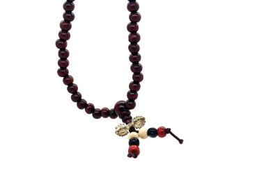 Preview: Halskette Armkette aus Holz - iLchev® Rosenholz - Länge 50 cm - Band elastisch