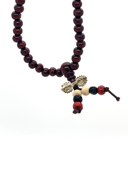 Preview: Halskette Armkette aus Holz - iLchev® Rosenholz - Länge 50 cm - Band elastisch