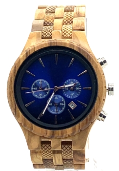 Preview: Armbanduhr iLchev® Henry - Massivholz Olivenholz und Edelstahl