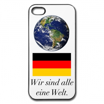 Handyhülle Plastik weiss "Wir sind alle eine Welt" - für Handy Apple iphone 6 - deutsch
