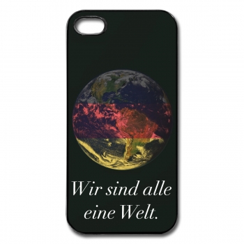 Handyhülle Plastik schwarz "Wir sind alle eine Welt" - für Handy Apple iphone 4 - deutsch