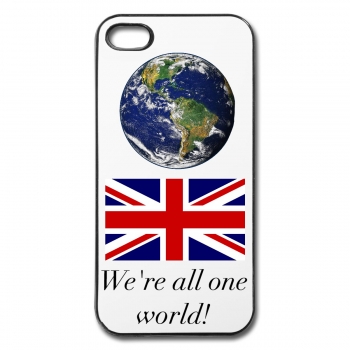 Handyhülle Plastik weiss "Wir sind alle eine Welt" - für Handy Apple iphone 5 - englisch