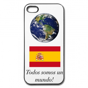 Handyhülle Plastik weiss "Wir sind alle eine Welt" - für Handy Apple iphone 5 - spanisch