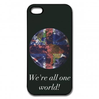 Handyhülle Plastik schwarz "Wir sind alle eine Welt" - für Handy Apple iphone 4 - englisch