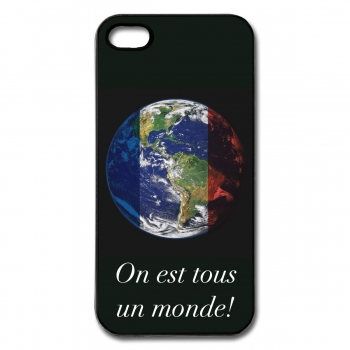 Handyhülle Plastik schwarz "Wir sind alle eine Welt" - für Handy Apple iphone 5 - französisch