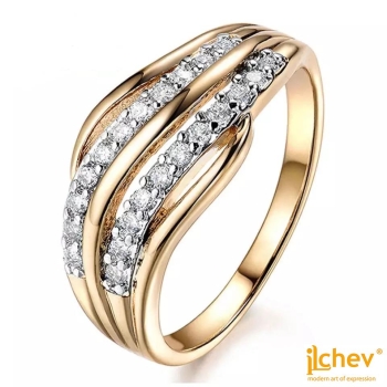 Ring iLchev® Wave+ - 925 Sterling Silber vergoldet und Zirkonia - Ringgröße 57