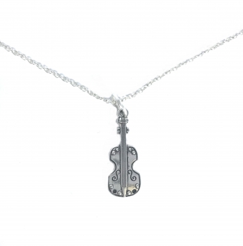 Halskette mit Anhänger # KJGE1 Geige - Kette 45 cm Sterling Silber 925