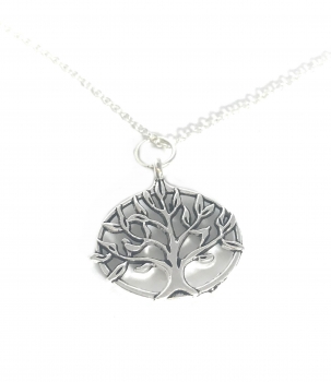 Halskette mit Anhänger #KJLB2 Lebensbaum - Kette 45 cm Sterling Silber 925