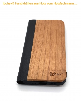 Handyhülle iLchev® Classic - Kirschbaum mit Leder - iPhone 13 mini