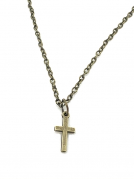 Anhänger Kreuz mit Kette 50 cm in Bronze antik