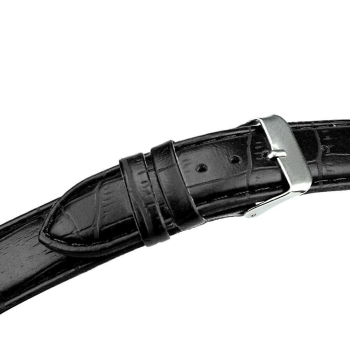 Preview: Uhrenarmband iLchev - Leder schwarz geprägt - Bandlänge 17,5 cm - Breite 14 mm