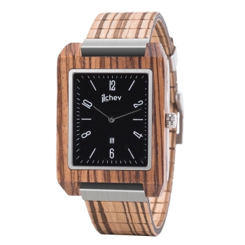 Armbanduhr iLchev ® Maryam dark - Gehäuse Zebraholz massiv Armband Zebrafurnier