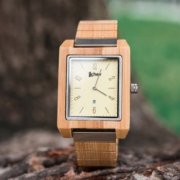 Preview: Armbanduhr iLchev ® Maryam light - Gehäuse Bambus massiv Armband Bambusfurnier