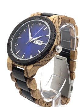 Armbanduhr iLchev® Albert - Massivholz Zebraholz und Ebenholz mit Edelstahl