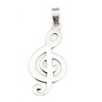 Halskette mit Anhänger Notenschlüssel # 98419 Sterling Silber 925 - Kette 45 cm