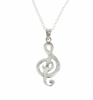 Preview: Halskette mit Anhänger Notenschlüssel # 98419 Sterling Silber 925 - Kette 45 cm
