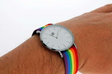 Preview: Armbanduhr Classic+ Art Design - Gehäuse 40 mm - Armband Nylon Rainbow