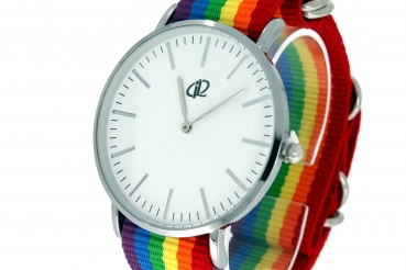 Preview: Armbanduhr Classic+ Art Design - Gehäuse 40 mm - Armband Nylon Rainbow