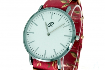 Preview: Armbanduhr Classic+ Abigail - Gehäuse 40 mm - Armband Vintage Rose rot