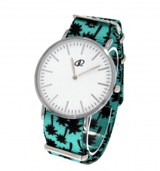 Armbanduhr Classic+ Art Design - Gehäuse 40 mm - Armband Nylon Palmen