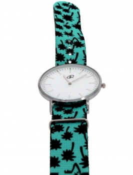 Preview: Armbanduhr Classic+ Art Design - Gehäuse 40 mm - Armband Nylon Palmen