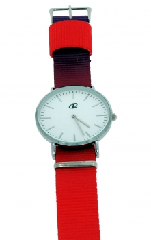 Preview: Armbanduhr Classic+ Art Design - Gehäuse 40 mm - Armband Nylon Tricolor