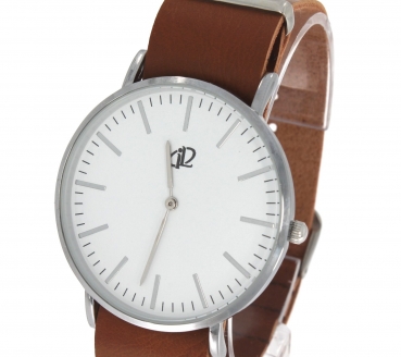 Preview: Armbanduhr Classic+ - Gehäuse 40 mm - Armband Leder hellbraun