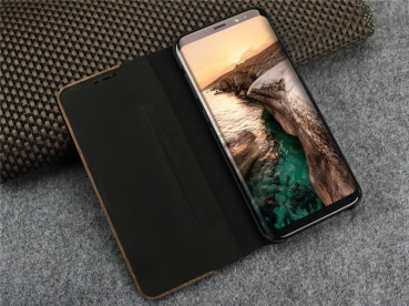 Preview: Handyhülle Handyetui Massivholz Kirschbaum mit Leder für Handy Samsung S10+