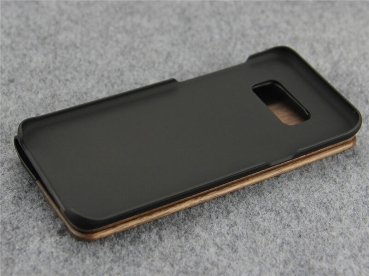 Preview: Handyhülle Handyetui Massivholz Kirschbaum mit Leder für Handy Samsung S10+