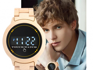 Preview: Armbanduhr iLchev® Touch me - Massivholz Ahorn - Quarzuhr