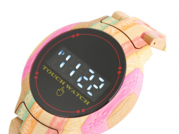 Preview: Armbanduhr iLchev® Touch me - Bambus Rainbow - Quarzuhr