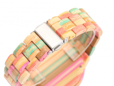 Preview: Armbanduhr iLchev® Touch me - Bambus Rainbow - Quarzuhr