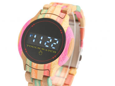 Armbanduhr iLchev® Touch me - Bambus Rainbow - Quarzuhr