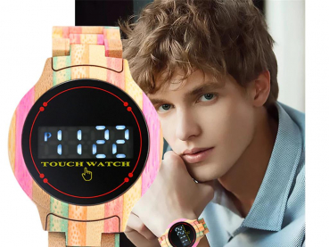 Preview: Armbanduhr iLchev® Touch me - Bambus Rainbow - Quarzuhr