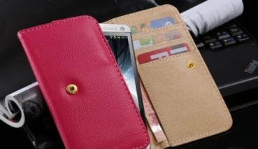 Preview: Handytasche iLCHEV® Universal Leder pink - Apple iphone 5/6/7/8/SE/X/XS/12 mini