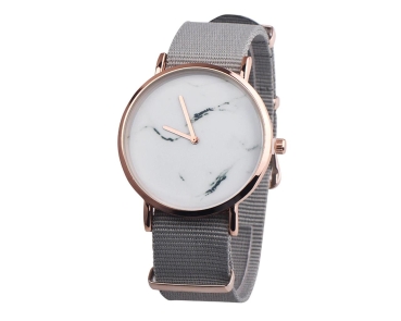 Armbanduhr Creme - Gehäuse 40 mm rose - Armband Nylon grau