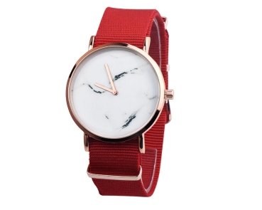 Armbanduhr Creme - Gehäuse 40 mm rose - Armband Nylon rot