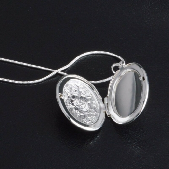Preview: Halskette Anhänger Medaillon Blume # YP238 - Kette 45 cm in Sterling Silber 925
