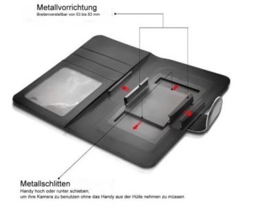 Preview: Handyhülle Handyetui iLCHEV Universal - Leder schwarz - Meizu M5C