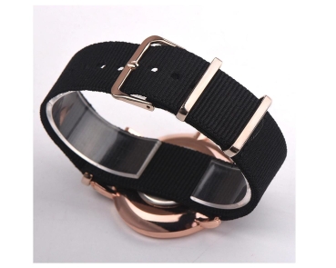 Preview: Armbanduhr Creme - Gehäuse 40 mm rose - Armband Nylon schwarz