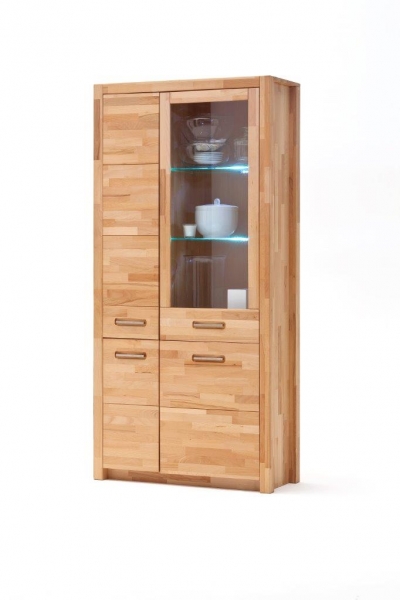 Kommode Kombi-Vitrine Fenja Kernbuche massiv geölt