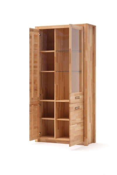 Kommode Kombi-Vitrine Fenja Kernbuche massiv geölt